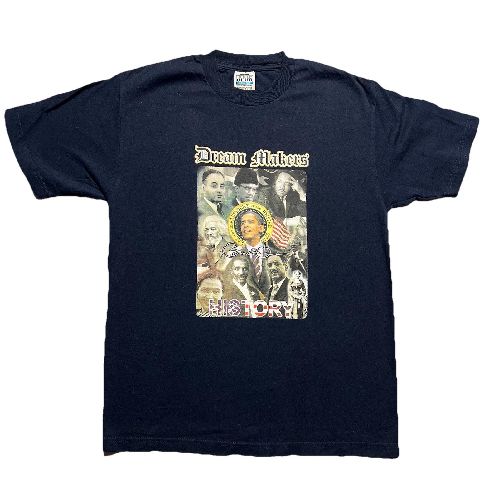 Dream Makers Black History T Shirt Mens L Navy Blue Obama MLK Malcolm X 3XL
