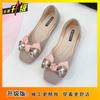 Square head shallow mouth bow fairy shoes 2025 spring and summer new shoes women's flat single shoes women