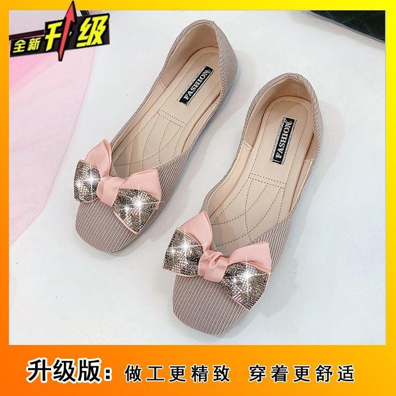 Square Head Shallow Mouth Bow Fairy Shoes 2025 Spring and Summer New Shoes Women's Flat Single Shoes Women