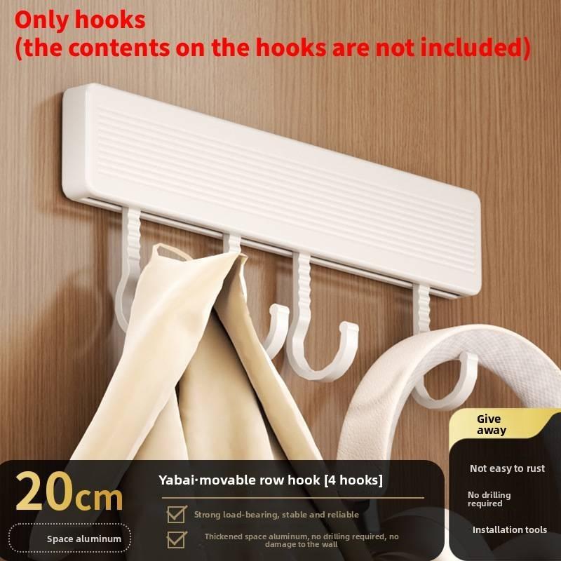 Space Aluminum Wall Hook Set With Strong Adhesive No Drilling Suitable For Bathroom And Closet Storage