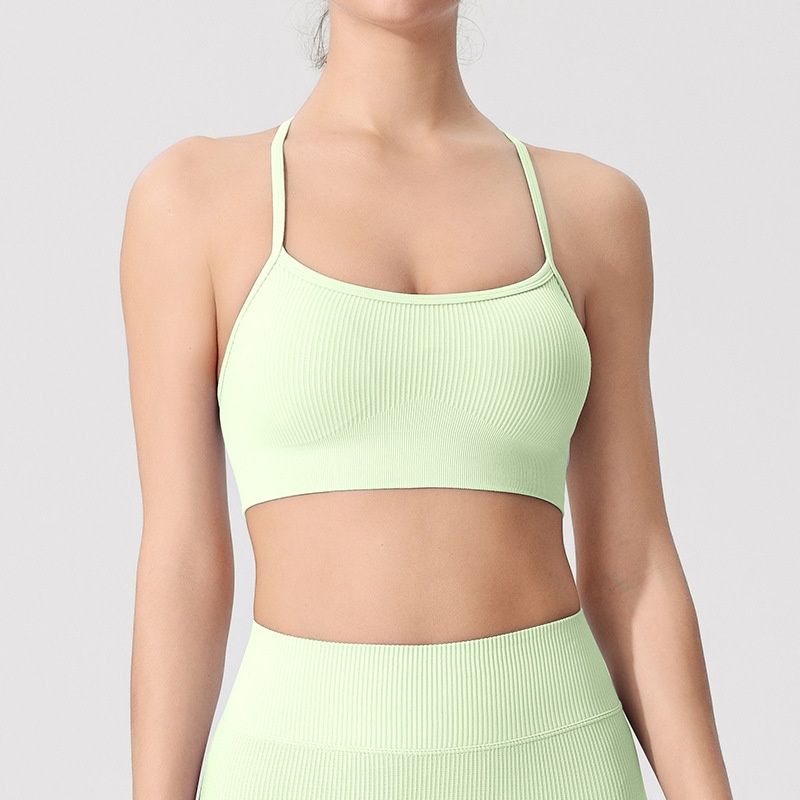 

Fashion Thin Nude Feel Sports Shorts Three-Point Workout Clothes Tights Running Peach Hip-Lift and Belly Shaping Yoga Hot Pants Light green Bra M