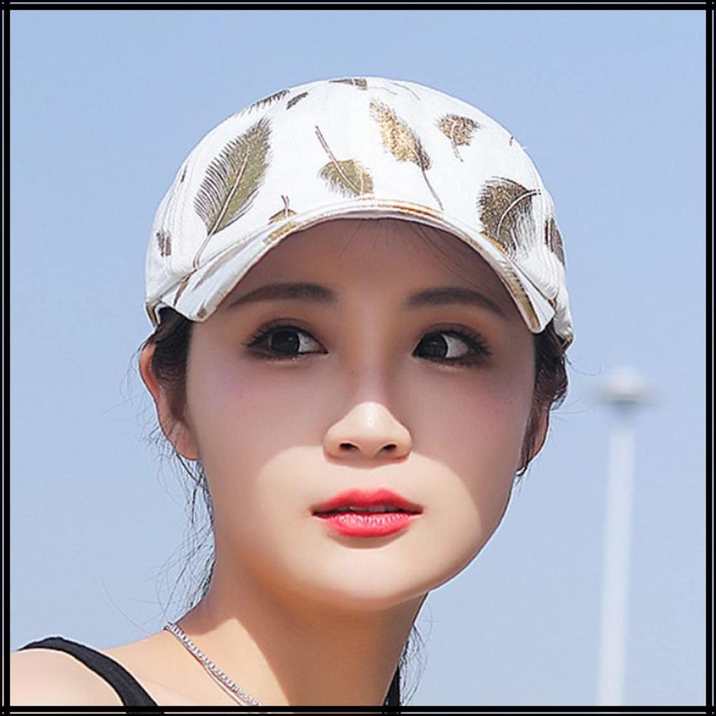 Cap with Feather CA699 [White Fang] Pattern, Sports, Running, Outdoor, Women, Men, (white)
