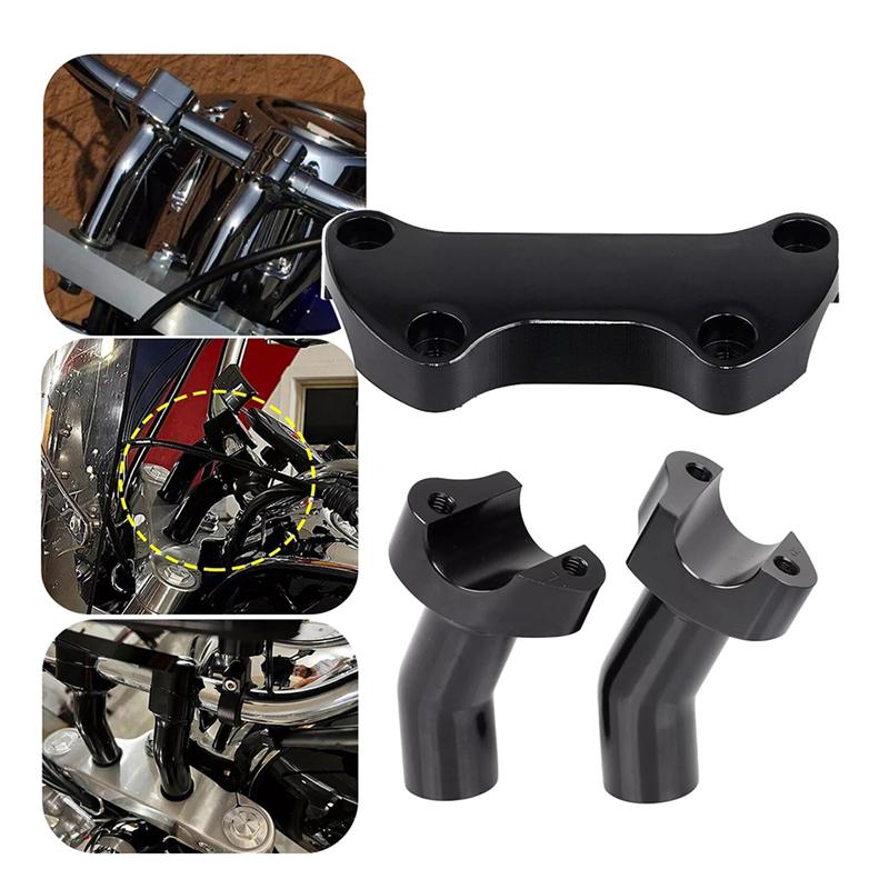 Black Top Cover 3.5 Inch Handlebar Risers Clamp For Dyna Softail Sportster XL
