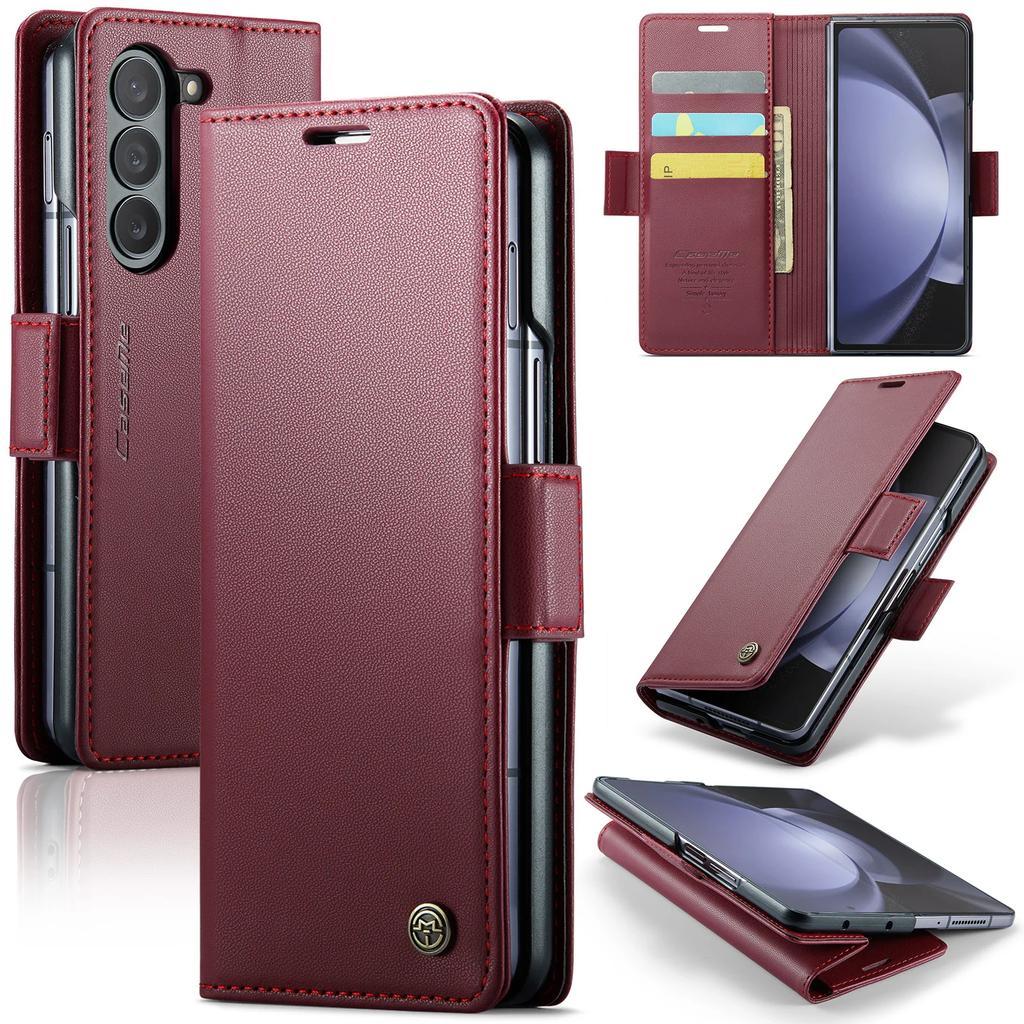 Business Style Folio Flip Leather Case for Samsung Z Fold 8 Ultra 7 6 5 Fold7 Magnetic Kickstand Card Holder Wallet Phone Cove