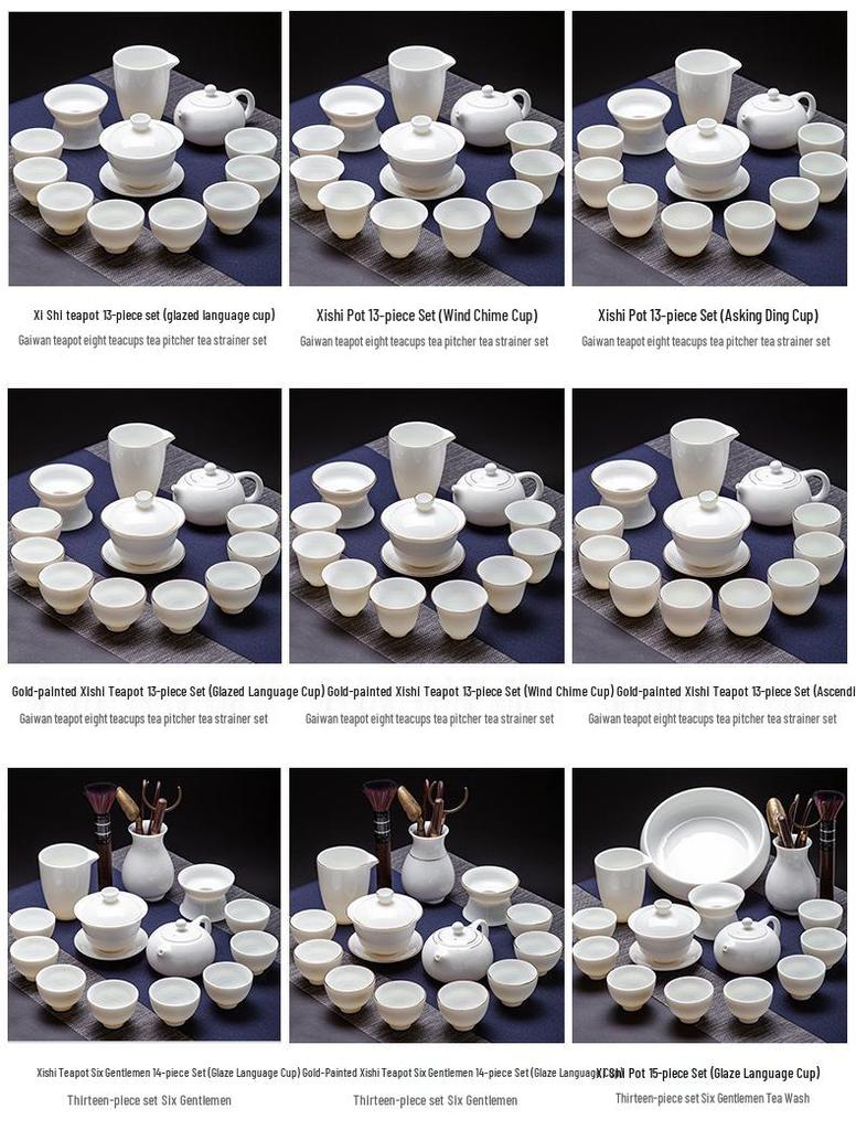 Mutton Fat White Porcelain Kung Fu Tea Set - Teapot, Gaiwan, and Teacup for Home & Office
