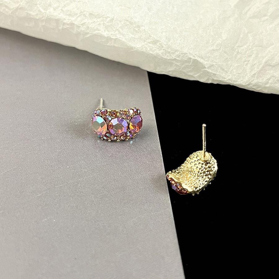 

[Colorful~ Ear clips] Sweet girl sparkling colorful silver needle earrings painless mosquito coil disc