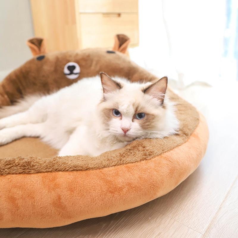 Cuib pentru animale de companie, covoraș deschis cu desene animate, detașabil și lavabil, pentru pisici și câini, care poate fi folosit în toate anotimpurile