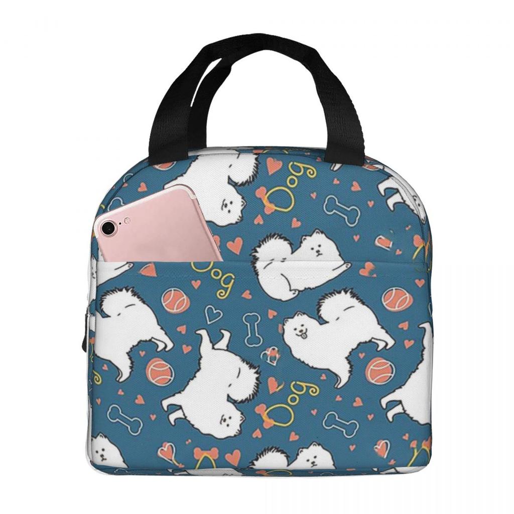 Love Samoyed Dog Insulated Lunch Bag for Women Children Leakproof Food Boxes Thermal Lunch Box Tote