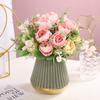 Green Aloes 2pcs Orange Horn Rose Peonies Bouquet Artificial Flowers Simulation Perfume Peony Silk Fake Flower Office Decoration