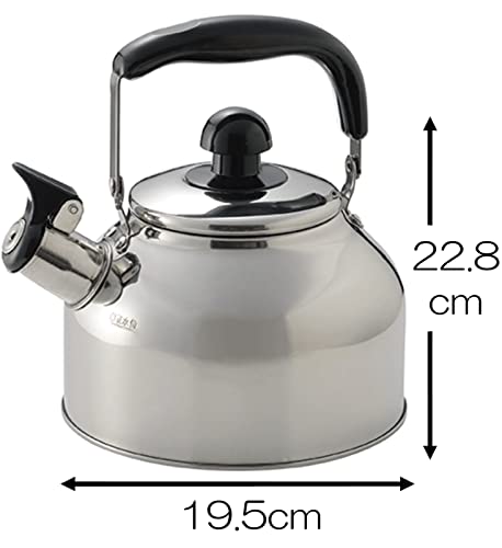 Kakusee Nilworka NW-07 Silberne Pfeifkessel, 2,7L Fassungsvermögen, Edelstahl, Hohe Wärme-Effizienz, Stabil, Weitboden-Design, Leicht zu Reinigen, Induc