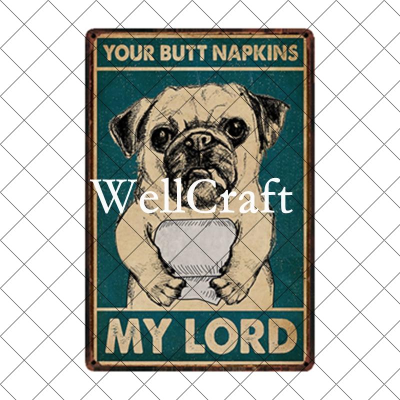 [ WellCraft ] Pet Friend Pug Boxer Dog Life Rules Tin Bath Soap  Metal Signs Posters Vintage Wall Plaque Custom Pub Decor WX-29