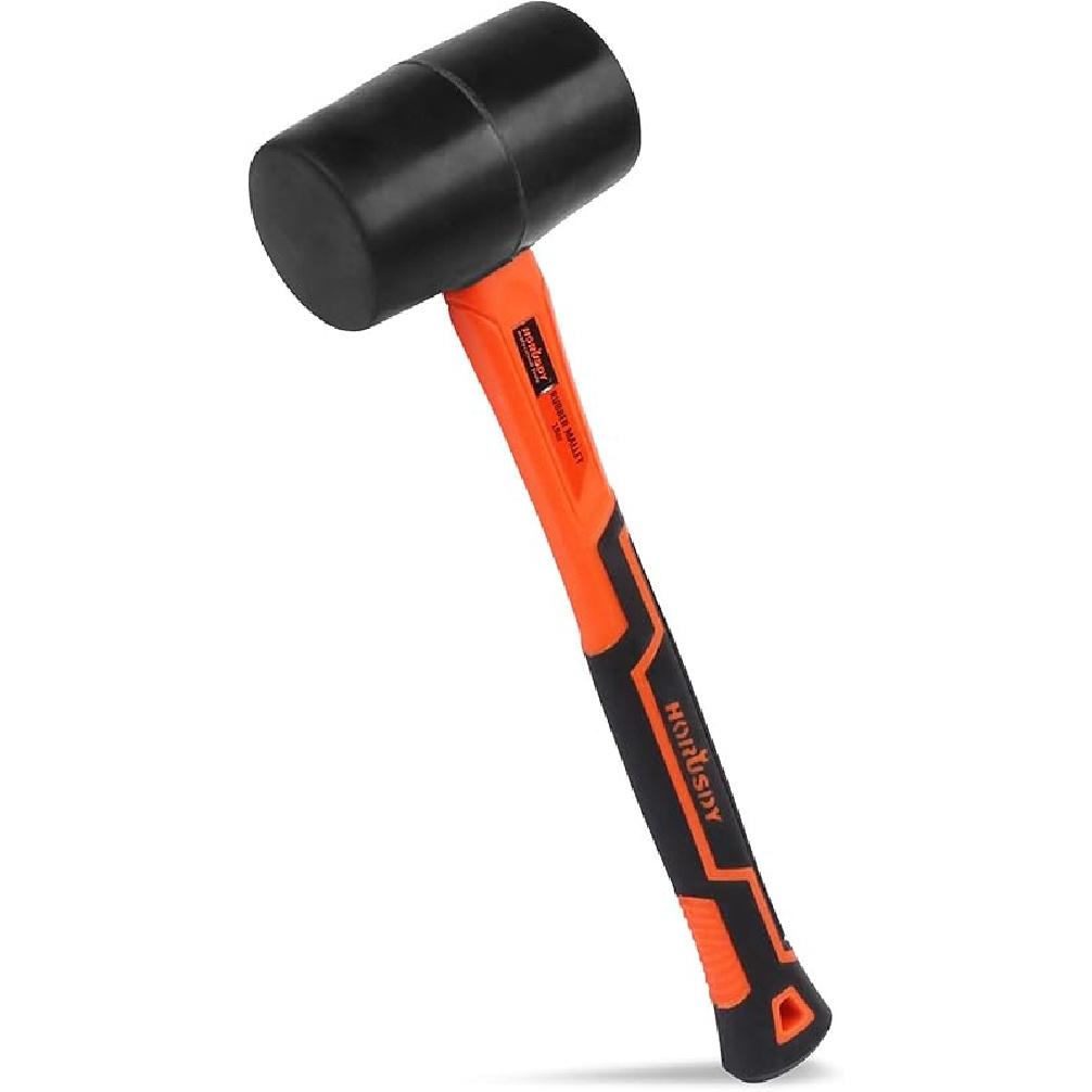HORUSDY 16 Oz Rubber Mallet Hammer, Fiberglass Rubber Mallet Handle 16oz Rubber Mallet