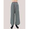 Women's pants summer striped straight pants drawstring wide-leg beach casual pants