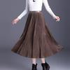 Women's Velvet Skirt Autumn and Winter High-Waist A-Line Long Pleated Skirt