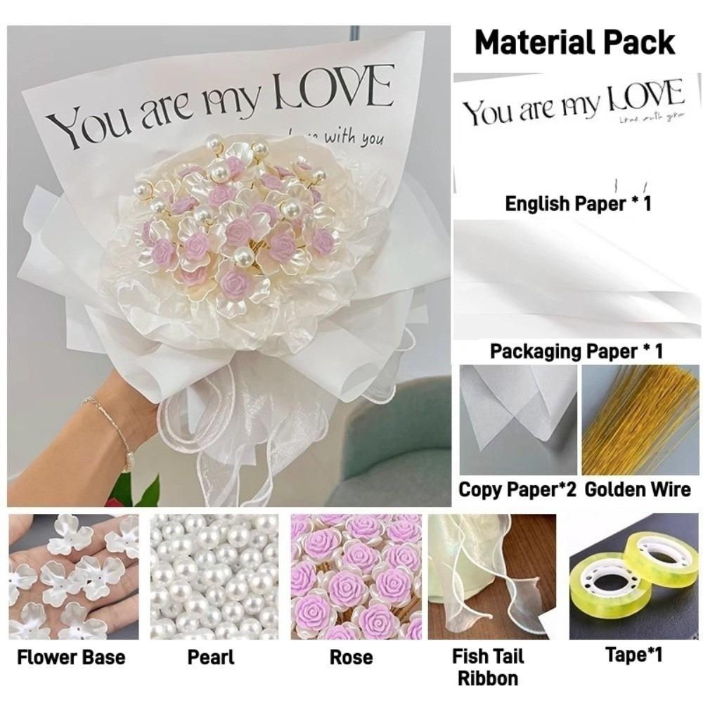 Romantischer DIY-Rosenstrauß mit Perlen Valentinstagsgeschenk Muttertagsgeschenk