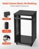 16U AV Rack, 90.7 kg Max Load Capacity, Home Recording Studio Rack with Lockable Caster Wheels, Open Frame Server Cabinet, Special Vent Design, for