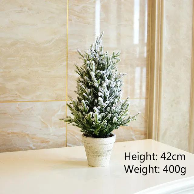 For Christmas Tree Mini Pine Tree With Wood Base DIY Home Table Top Decor Christmas Artificial Frosted Sisal Small Trees Party D