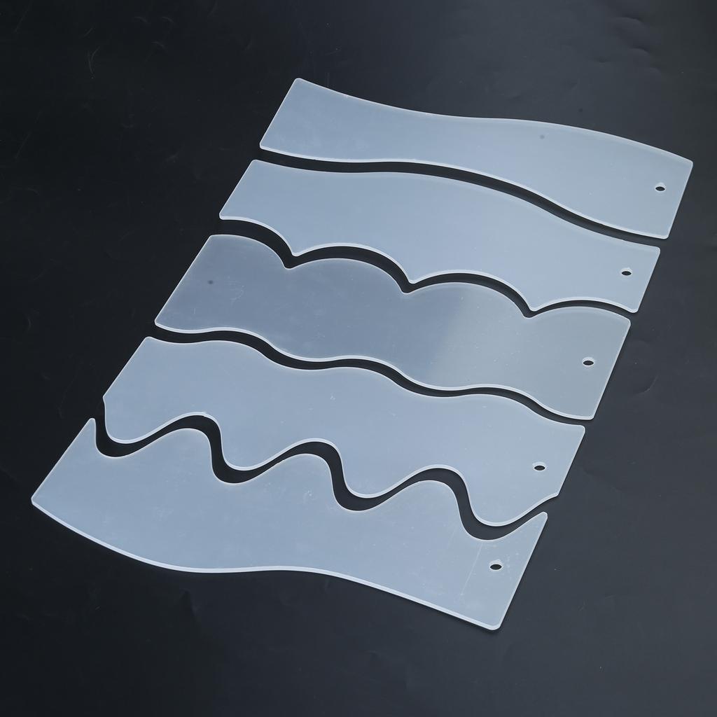 5Pcs Clear Acrylic Quilting Rulers Quilting Templates Double Side Wavy Quilting Rulers Stencils For Patchwork Project