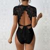 Sommersexy bodysuits for kvinner Blonder Ryggløs Stroppeløse Tettsittende klær O-hals Kortermet