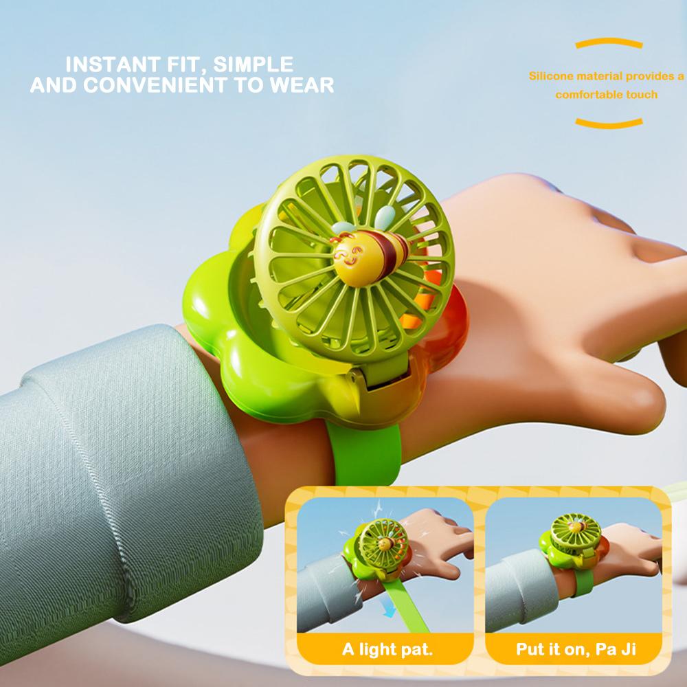 3 Wind Speeds Watch Fan Gradient Flowers USB Rechargeable Fan 2025 Handheld Fan Toy