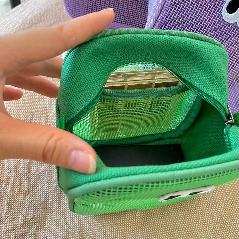 Candy Color Mesh Cosmetic Bag Cute Big Eyes Make Up Case Kawaii Makeup Pouch Makeup Case Portable Toiletry Storage Bag