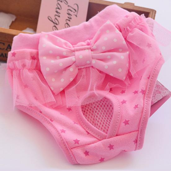 Yousheng Dog Menstrual Pants Comfortable Anti-harassment Cotton Pet Puppy Dog Bowknot Diaper Clothing Pet Supplies