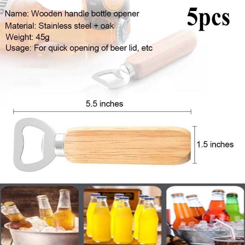 

Wooden Bottle Opener, Stainless Steel Wood Handheld Beer Opener, Funny Bartender Bottle Opener for Groomsmen Gifts,