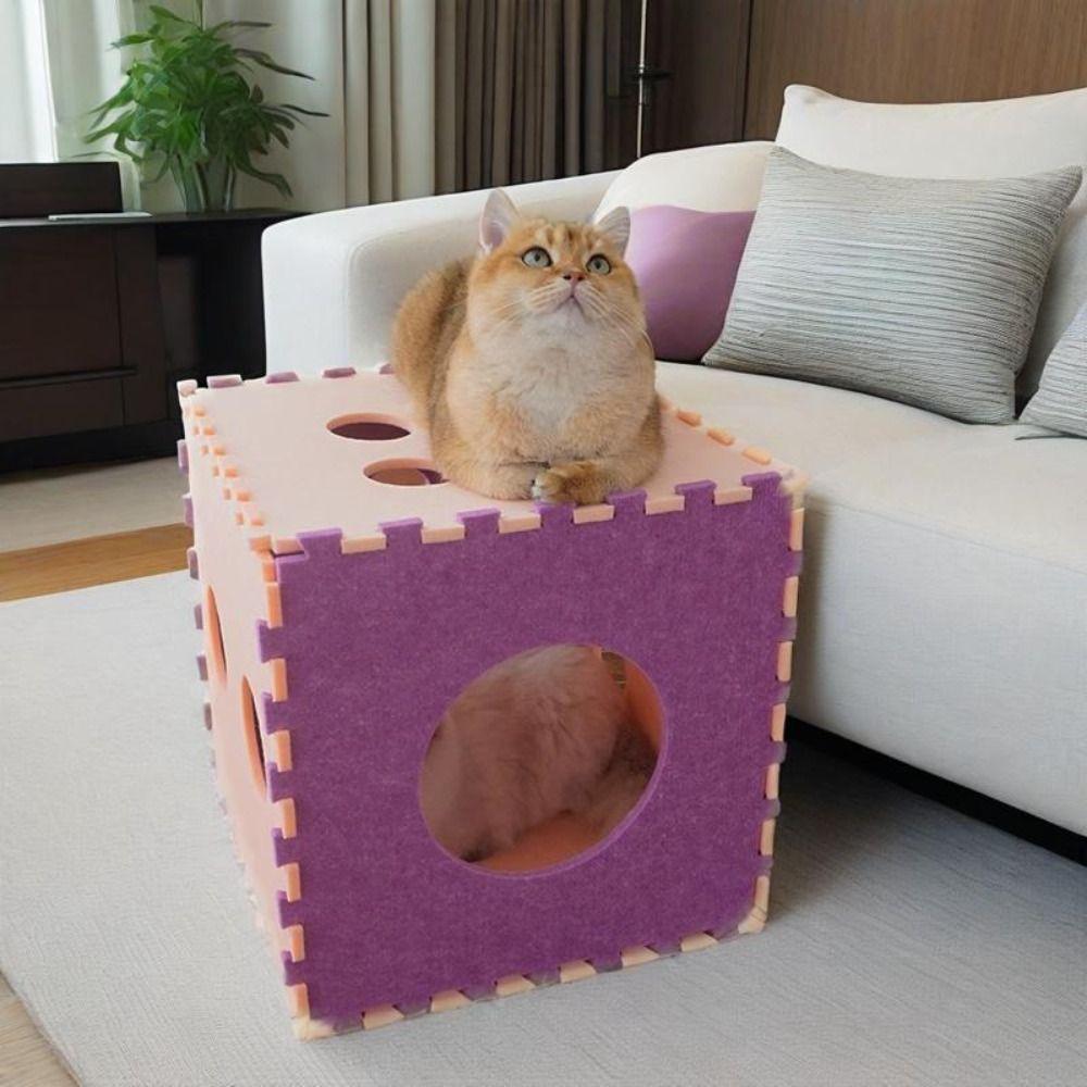 Wear-resistant Cat Climbing Mat L Shape Double-layer Cat House Cat Play Rest Felt Cat Nest  Indoor