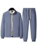 Men's Warm Winter Two-Piece Set: Stand-Collar Lambswool Fleece Jacket and Casual Pants.