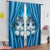 2 Pcs Dreamy Cat Print Curtains – 2D Flat Design with Rod Pocket for Home Office & Lounge Spaces