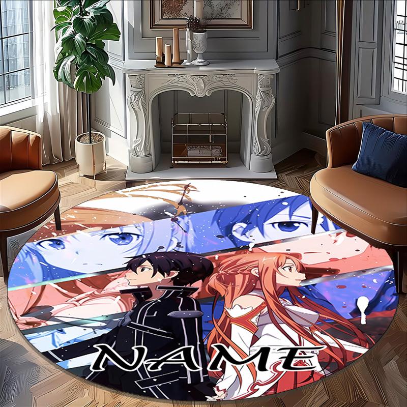 Customizable S-Sword Art Online2 Round Non-Slip Carpet - Ideal for Garden, Picnic, Office, Perfect for Decoration, Suitable For All Seasons