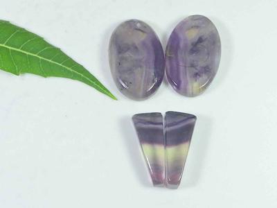 19-26MM Fluorite Matched Pair 2Pcs Mix Cabochon Crytsal for Earring Making SK-3662