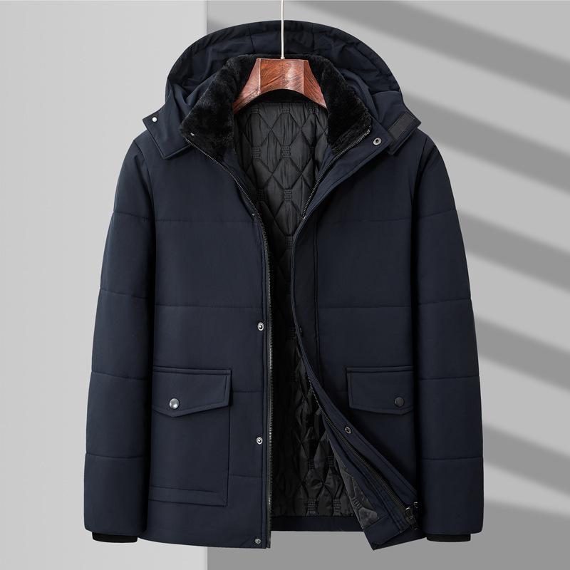 Men's Autumn Winter Parkas Fleece Cotton Thick Warm Puffer Hooded Jacket Fluffy Collar Waterproof Windbreaker Padded Coat Plus Size 8XL