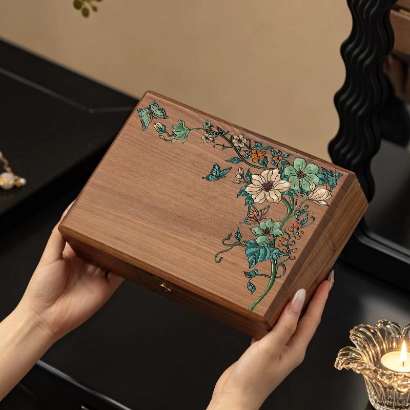 Vintage Lockable Large Capacity Jewelry Box Earrings Necklaces Storage