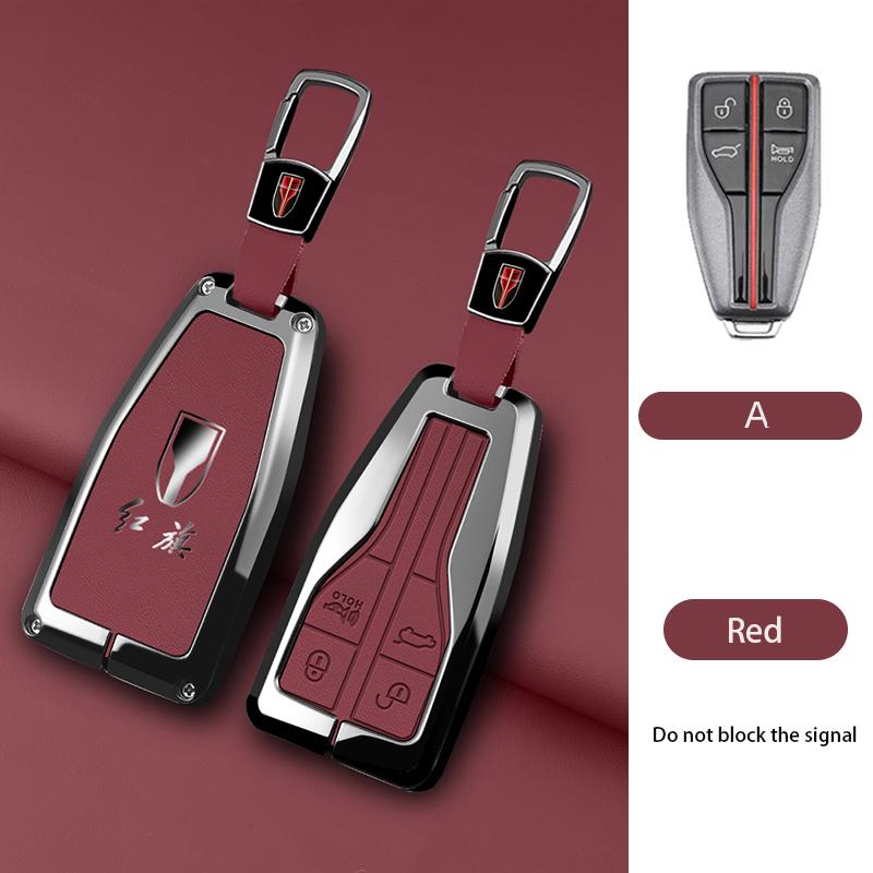 Zinc Alloy Car Key Cover Case Shell Holder Protector for Hongqi HS5 HS7 HS E HS9 Logo Keychain Bag Set Interior Accessories