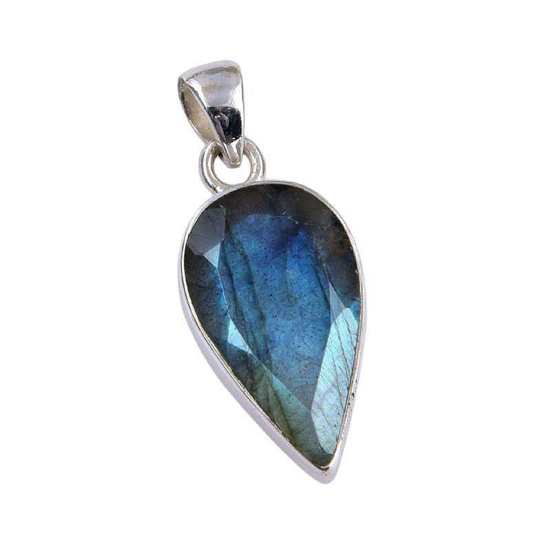 Natural Labradorite Gemstone 925 Solid Sterling Silver Gift Pendant 1.25" h9L64
