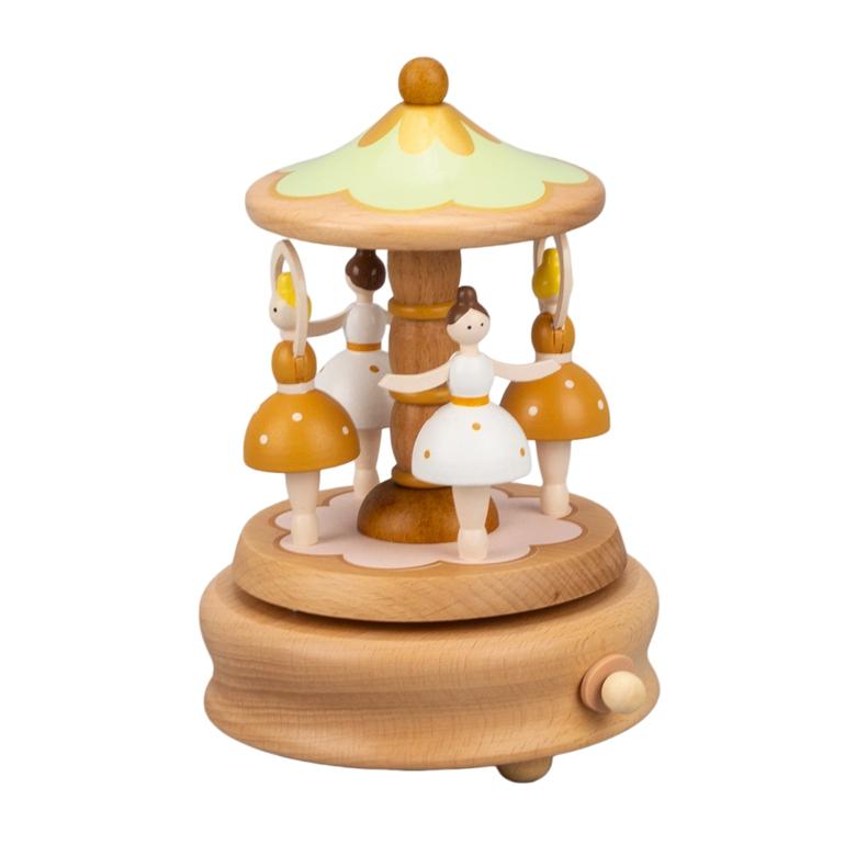 Wholesale Carousel Music Box Horse Wooden Music Box for Kids Happy Birthday Melody Carousel Gift Ideal (as the picture,Medium)