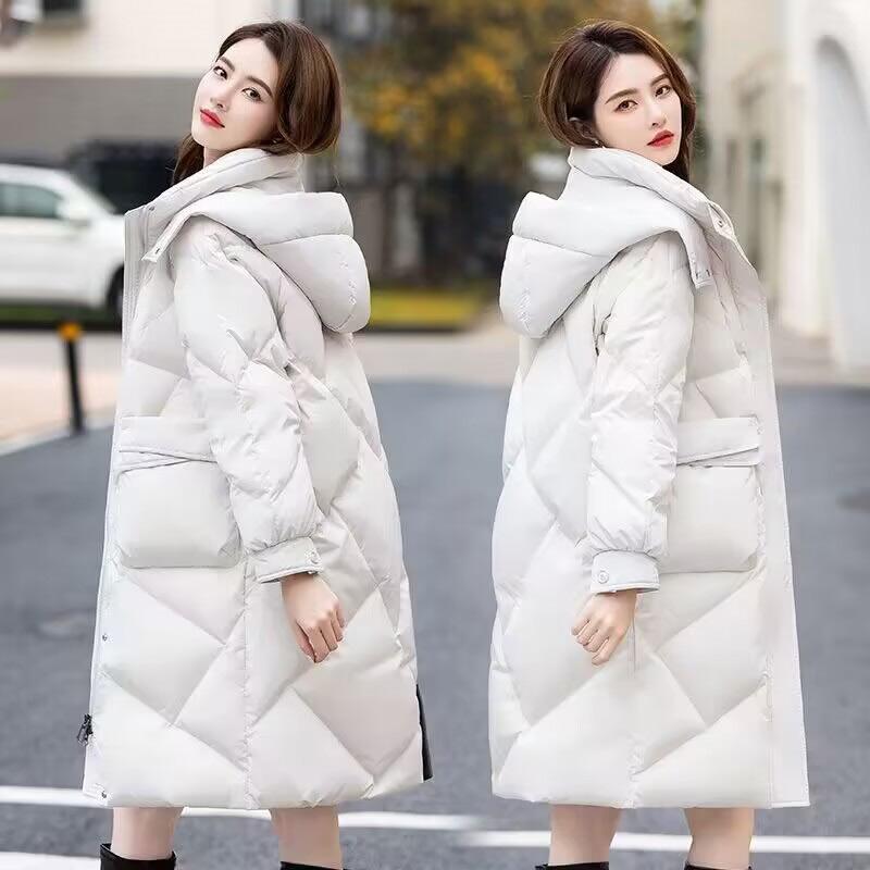Winter Damen Langer Lockerer Dicker Puffer Mantel Mit Kapuze Wasserdichte Warme Mode Daunenparkas Jacke