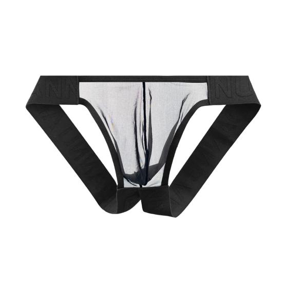 Men Briefs Low Waist Solid Color Thongs Solid Color Mesh Yarn Splicing Ultra Thin