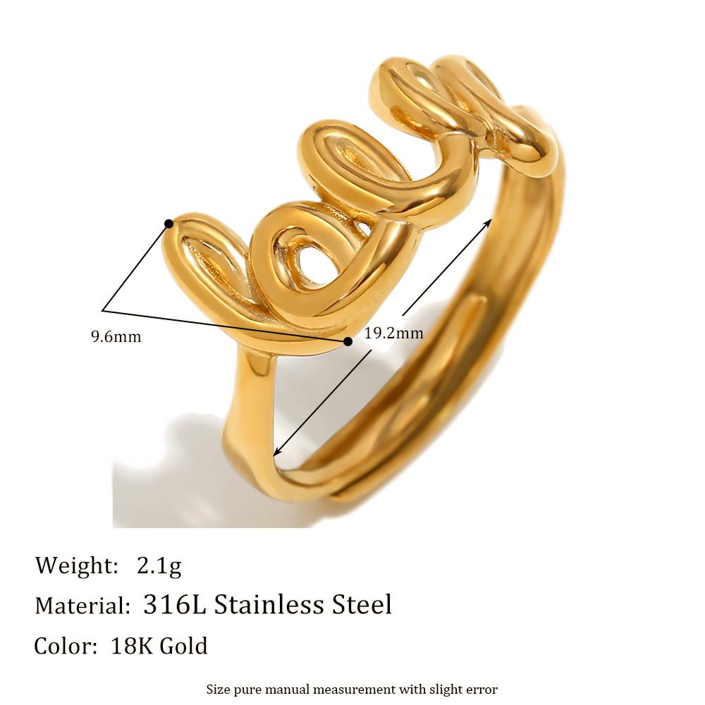 

MamacitaSlay meaningful Line English Letters LOVE Ring trendy women s stainless steel jewelry Finger Decoration gift 7 золотой