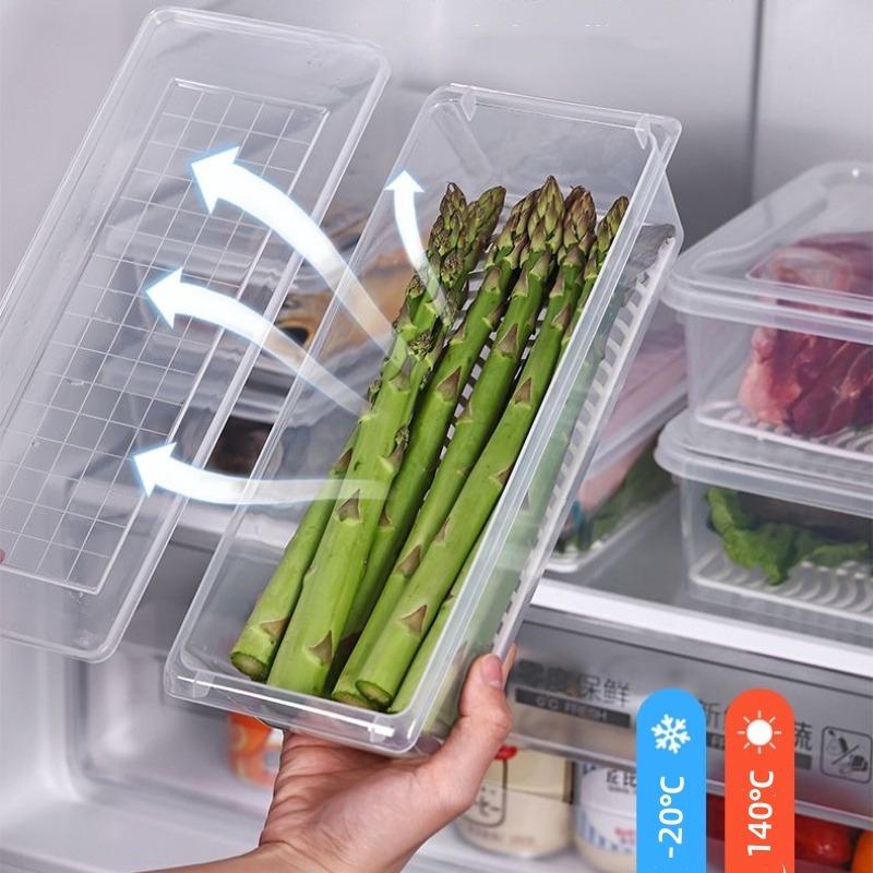 Refrigerator Storage Box Clear Fridge Organizer Fresh Vegetable Fruit Box Drain Basket Food Storage Container Kitchen Organizer