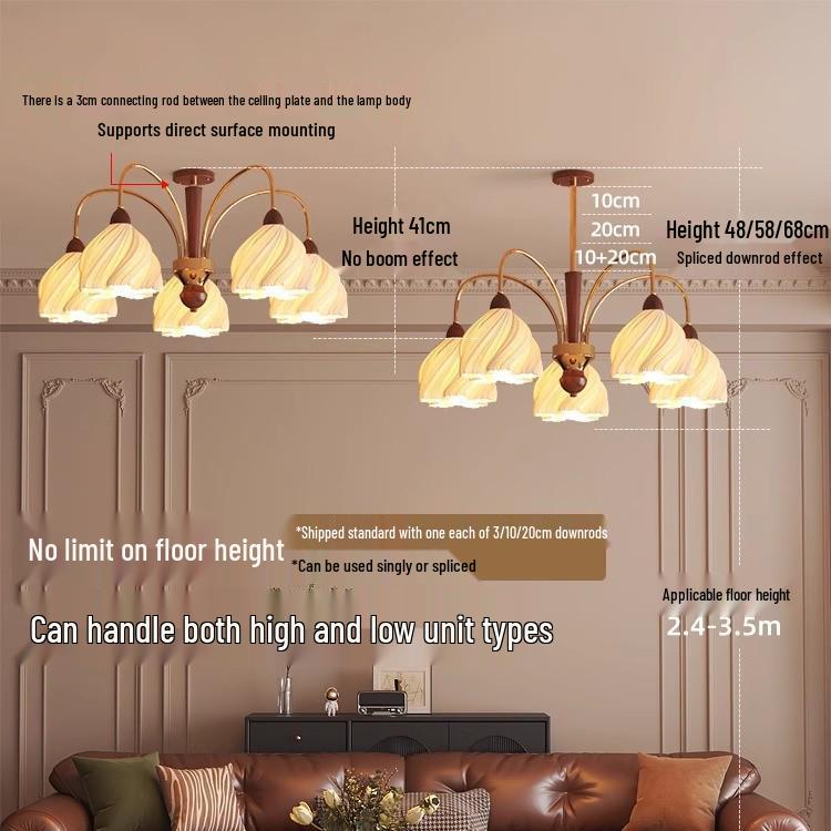 Cream Log-Style Chandelier: Eye-Caring, Super Bright Art Piece for Living Rooms, Bedrooms, and Halls.