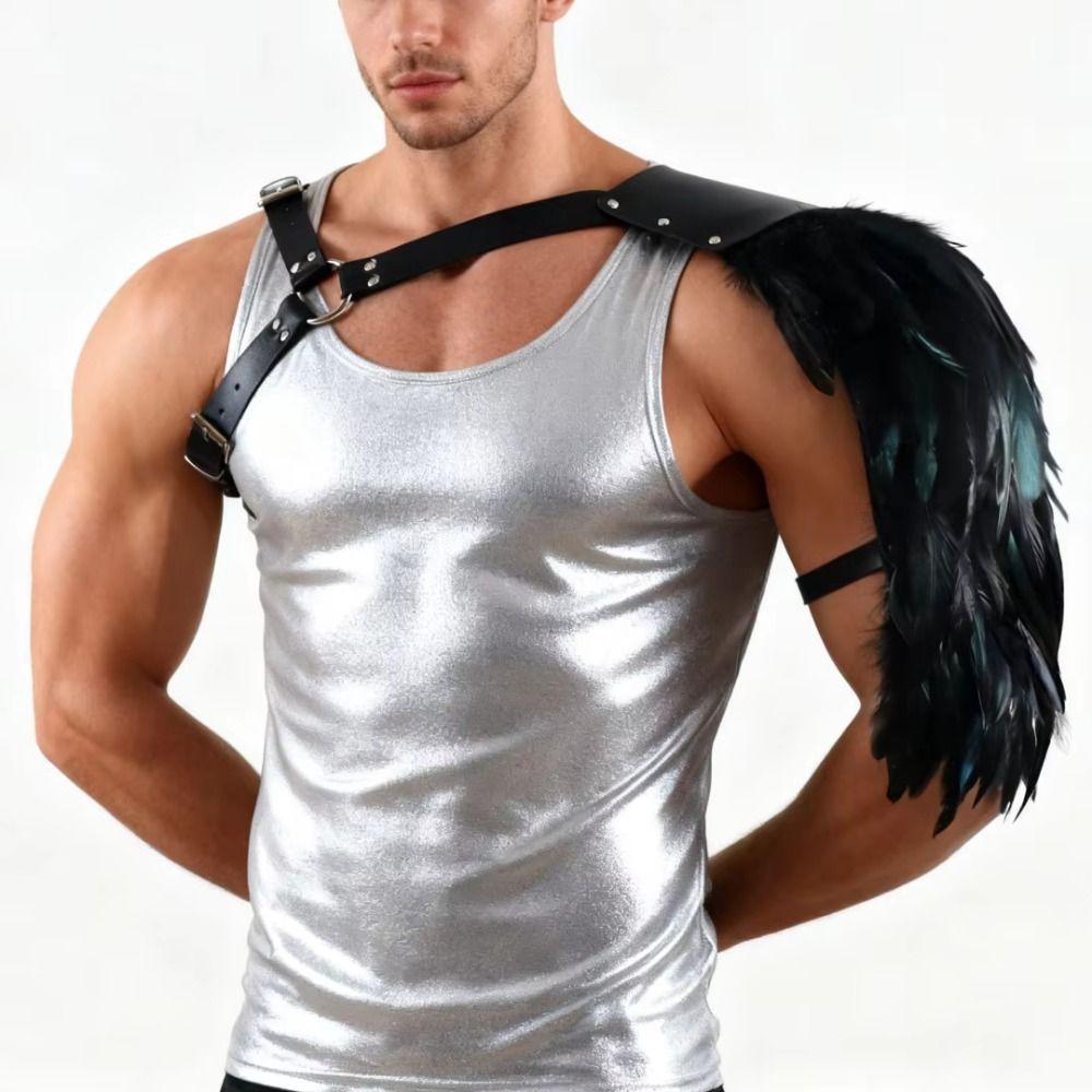 Feather Cloak Gothic Shoulder Armor Double Shoulder Medieval Guards Pirate Cosplay