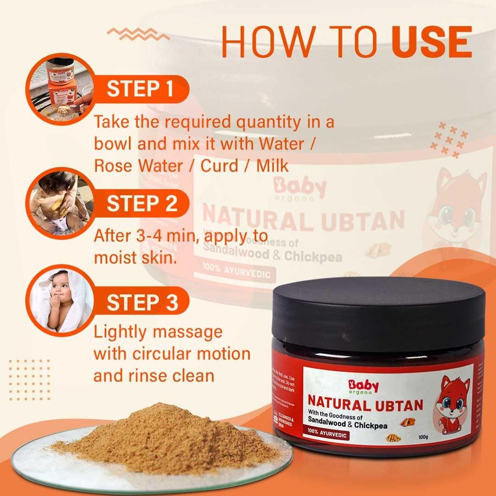 BabyOrgano® Ayurvedic Baby Skin Care Routine Combo | Natural Ubtan Powder & Baby Lotion | Chemical-Free, Nourishing | Safe for Delicate Skin
