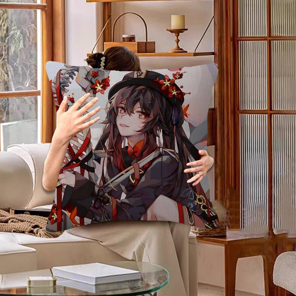 Genshin Impact Hu Tao Pillow Cover For Bedroom Room And Living Room Sofa Decorative Cushion Cover