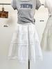 2026 Spring/Summer Black Trim High Waist A-line Layered Petite Skirt