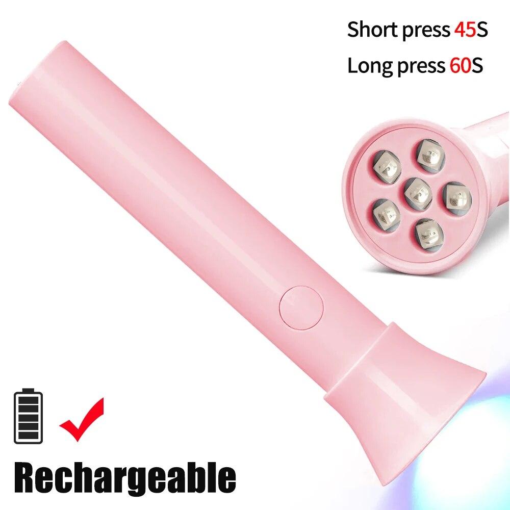 

Портативная лампа для сушки ногтей УФ-светодиодная лампа для быстрой сушки ногтей, для отверждения всех видов геля для ногтей, перезаряжаемые домашние инструменты для фототерапии розовый