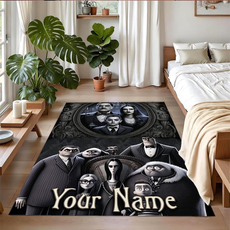 Crystal Velvet Rug Custom Name Text, Soft Non Slip Floor Mat Home DecorThe Addams Family