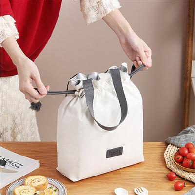 Tragbare Thermo-Lunch-Tasche mit Kordelzug für Damen, wasserdichte Picknicktasche, lebensmittelisolierte Kühlbehältertasche für Bürostudenten
