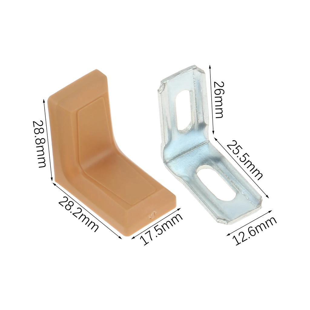 20Pcs 90 Degrees L Shape Corner Brackets with Plastic Cover Right Angle Corner Brace Joint for Shelves Wooden Furniture Cabinet